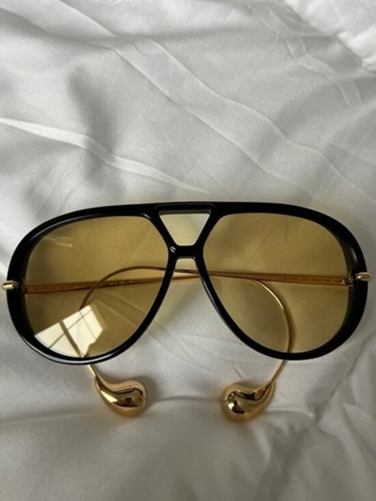 Bottega Veneta Unique Gold-Detail Aviator Sunglasses